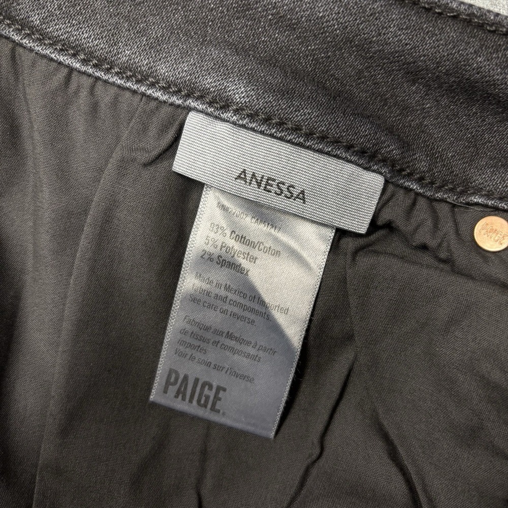 NEW Paige Anessa Raw Hem Jeans Black Lotus Wide Leg Ankle Denim 22W 27" Inseam - Picture 9 of 12